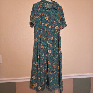 Lapis Women's Large Flower Short Sleeve Dress